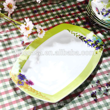 12 Inches Hyper White Porcelain Rectangular Platter with Smooth Edges